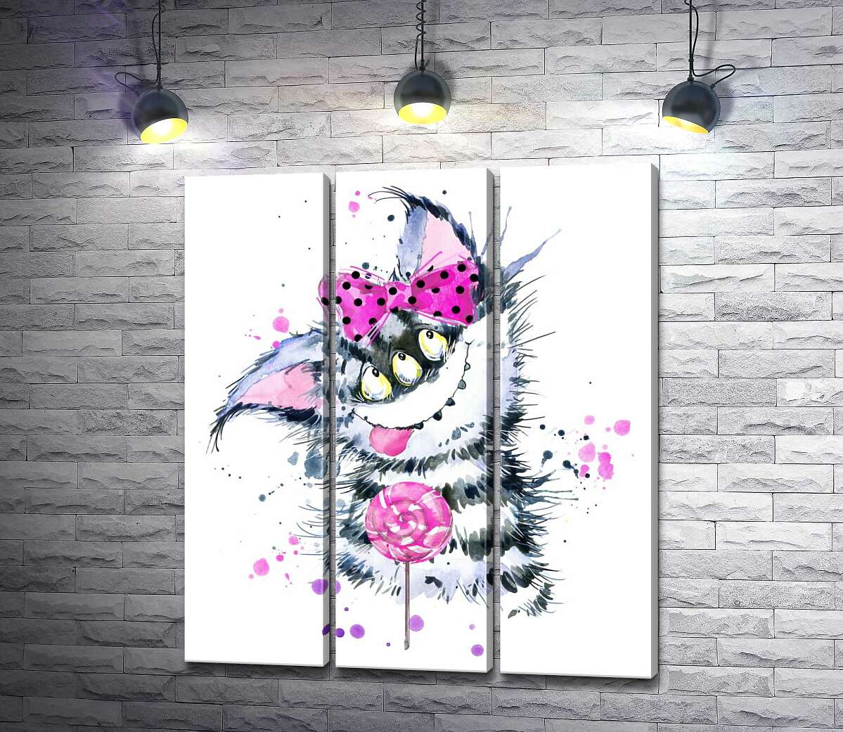 Модульная картина ArtPoster Полосатый монстр тянется языком к леденцу 132x154 см Модуль №11
Модульная картина ArtPoster Полосатый монстр тянется языком к леденцу 132x154 см Модуль №11