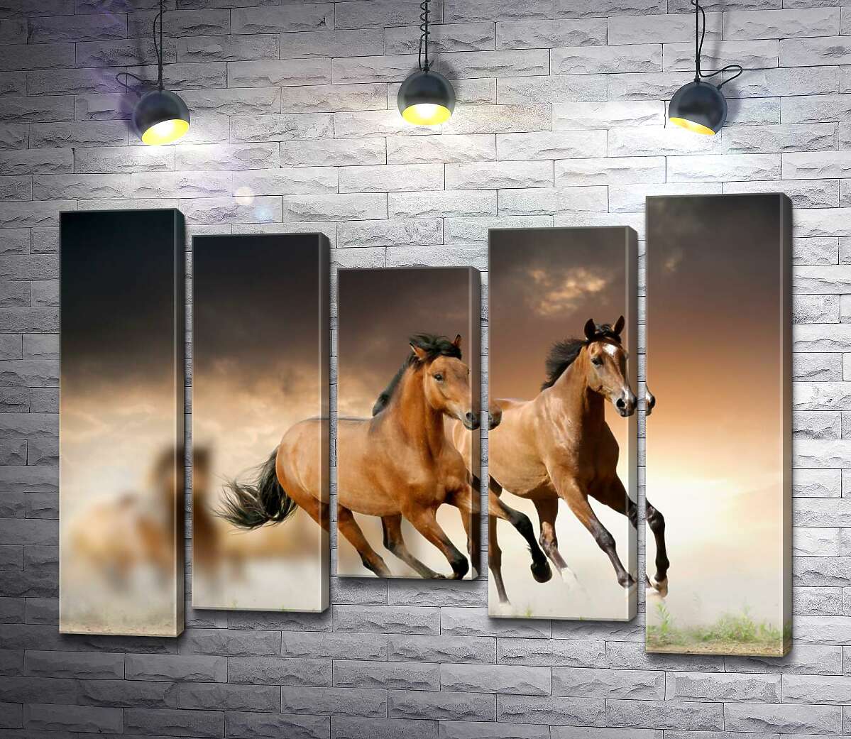 Модульная картина ArtPoster Пара гнедых лошадей скачет впереди табуна 100x73 см Модуль №28
Модульная картина ArtPoster Пара гнедых лошадей скачет впереди табуна 100x73 см Модуль №28