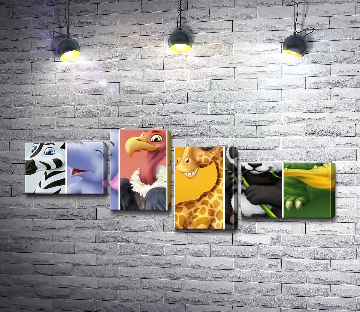 Модульная картина ArtPoster Портреты животных: зебра, слон, гриф, жираф, панда, крокодил 106x40 см Модуль №20
Модульная картина ArtPoster Портреты животных: зебра, слон, гриф, жираф, панда, крокодил 106x40 см Модуль №20