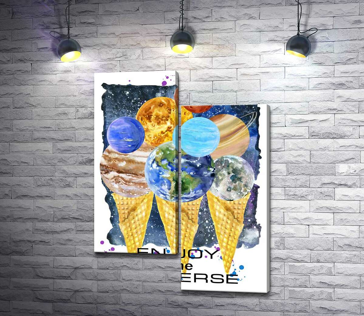 Модульная картина ArtPoster Планеты Солнечной системы собрались на рожках мороженого с надписью "enjoy the universe" 100x137 см Модуль №5
Модульная картина ArtPoster Планеты Солнечной системы собрались на рожках мороженого с надписью "enjoy the universe" 100x137 см Модуль №5
