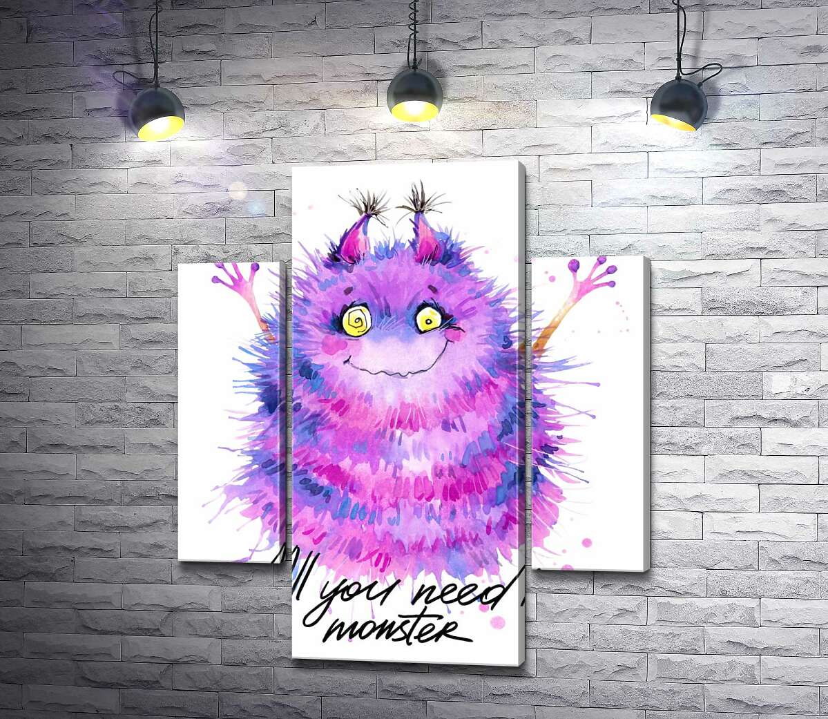 Модульная картина ArtPoster Пушистый фиолетовый монстр с надписью "all you need is monster" 80x95 см Модуль №7
Модульная картина ArtPoster Пушистый фиолетовый монстр с надписью "all you need is monster" 80x95 см Модуль №7