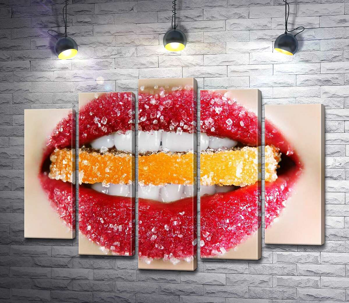 Модульная картина ArtPoster Сахарные губы кусают апельсиновый мармелад 130x99 см Модуль №26
Модульная картина ArtPoster Сахарные губы кусают апельсиновый мармелад 130x99 см Модуль №26