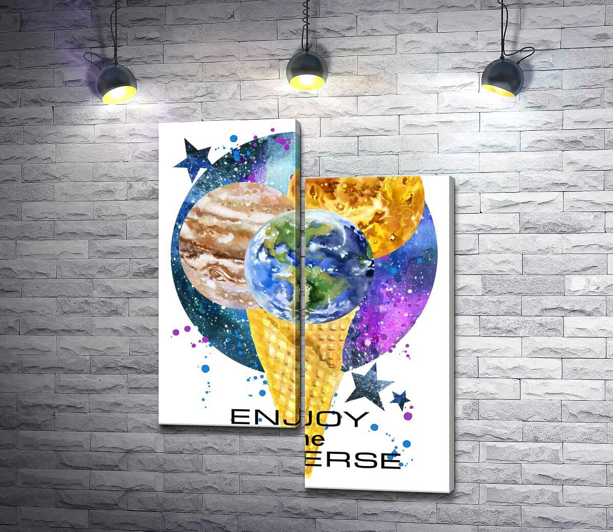 Модульная картина ArtPoster Рожок мороженого с планетами и надписью "enjoy the universe" 100x137 см Модуль №5
Модульная картина ArtPoster Рожок мороженого с планетами и надписью "enjoy the universe" 100x137 см Модуль №5