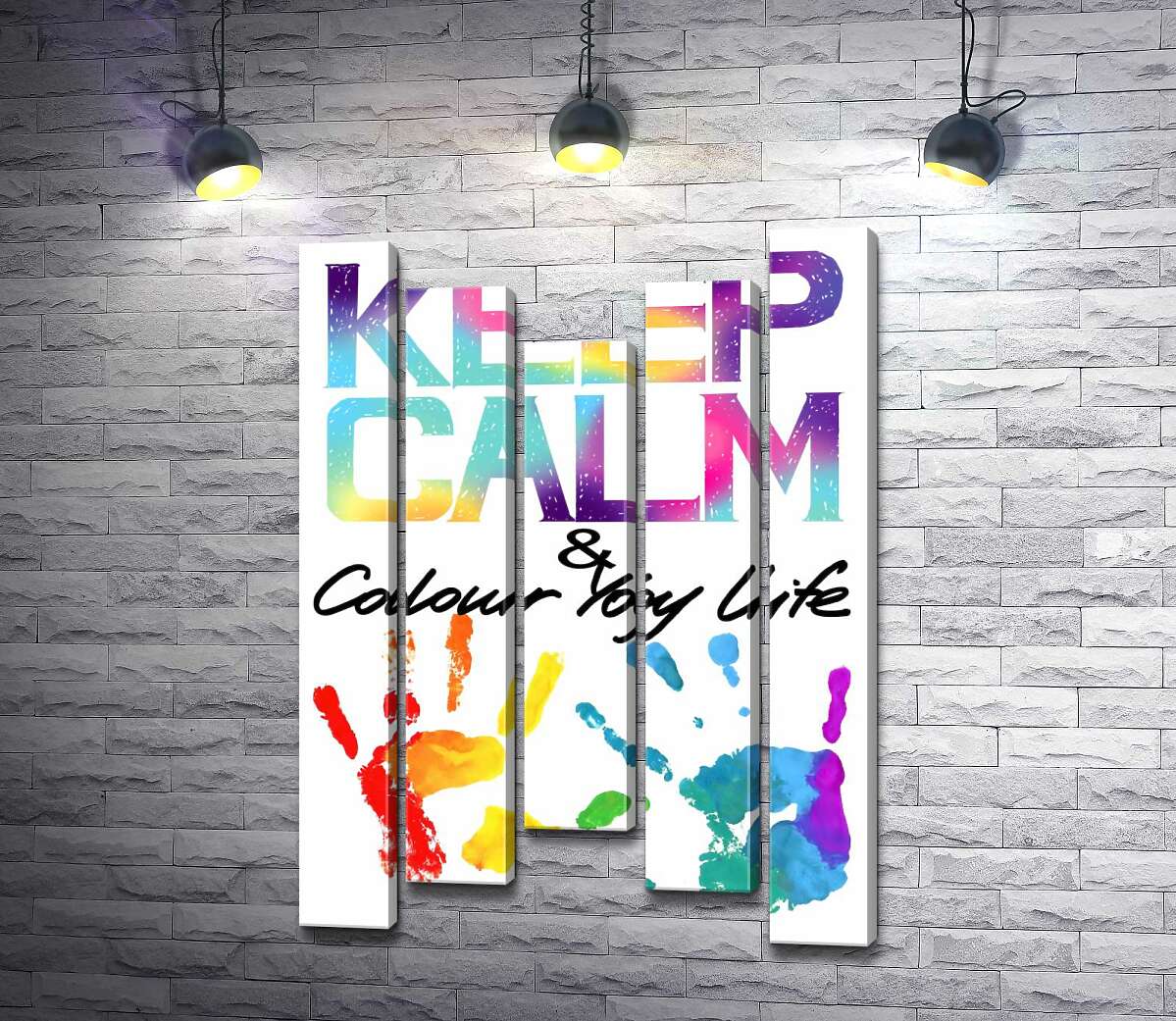 Модульная картина ArtPoster Радужные отпечатки рук под надписью "keep calm and colour your life" 130x192 см Модуль №28
Модульная картина ArtPoster Радужные отпечатки рук под надписью "keep calm and colour your life" 130x192 см Модуль №28