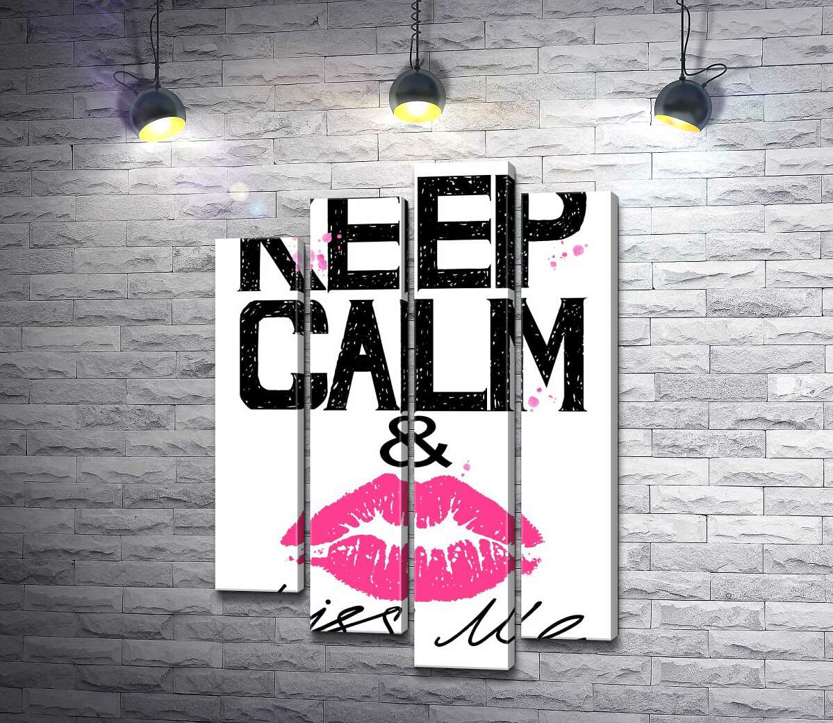 Модульная картина ArtPoster Розовый отпечаток губ среди надписи "keep calm and kiss me" 100x147 см Модуль №21
Модульная картина ArtPoster Розовый отпечаток губ среди надписи "keep calm and kiss me" 100x147 см Модуль №21