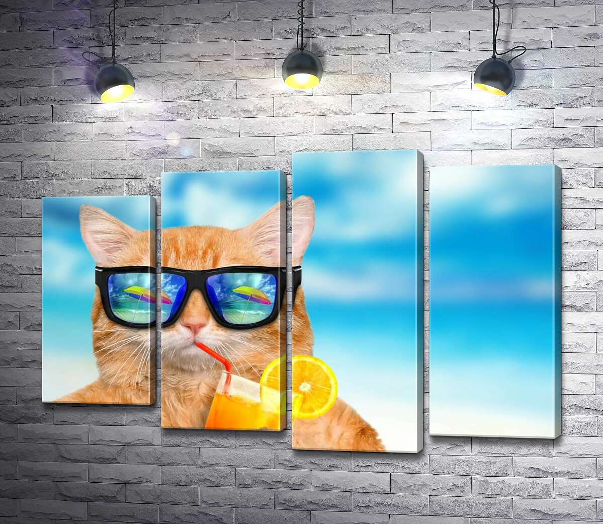 Модульная картина ArtPoster Рыжий кот в отпуске пьет фреш на пляже 132x88 см Модуль №21
Модульная картина ArtPoster Рыжий кот в отпуске пьет фреш на пляже 132x88 см Модуль №21