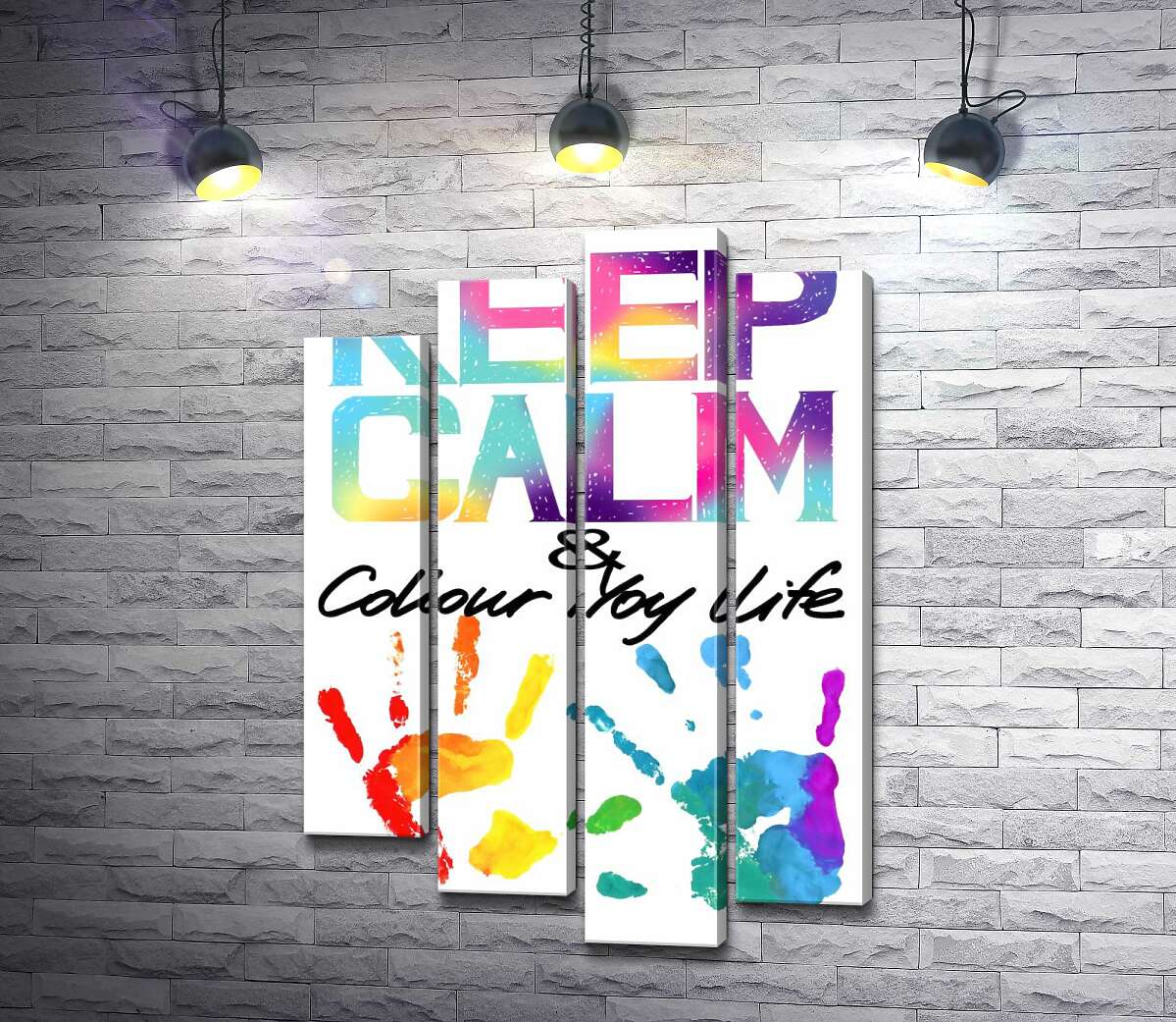 Модульная картина ArtPoster Радужные отпечатки рук под надписью "keep calm and colour your life" 100x147 см Модуль №21
Модульная картина ArtPoster Радужные отпечатки рук под надписью "keep calm and colour your life" 100x147 см Модуль №21
