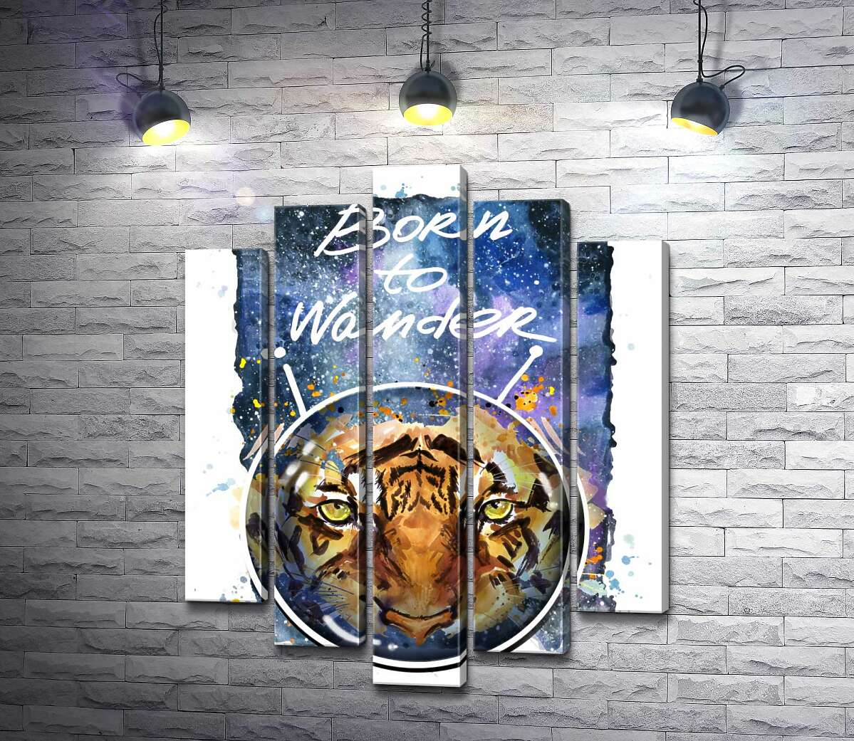 Модульная картина ArtPoster Силуэт тигра в космическом шлеме с надписью "born to wander" 100x130 см Модуль №26
Модульная картина ArtPoster Силуэт тигра в космическом шлеме с надписью "born to wander" 100x130 см Модуль №26