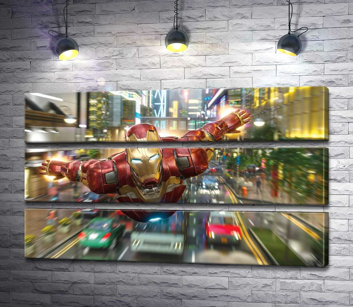 Модульная картина ArtPoster Супергерой Железный человек (Iron Man) летит над дорогой мегаполиса 107x60 см Модуль №13
Модульная картина ArtPoster Супергерой Железный человек (Iron Man) летит над дорогой мегаполиса 107x60 см Модуль №13