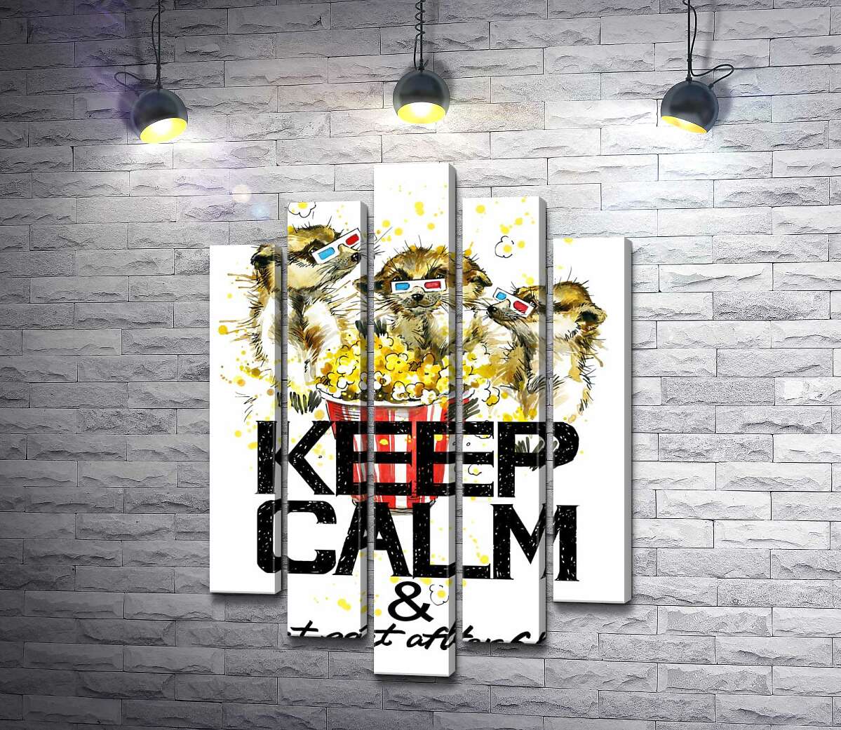 Модульная картина ArtPoster Суслики с попкорном за надписью "keep calm and don't eat after 6 p.m." 100x148 см Модуль №26
Модульная картина ArtPoster Суслики с попкорном за надписью "keep calm and don't eat after 6 p.m." 100x148 см Модуль №26