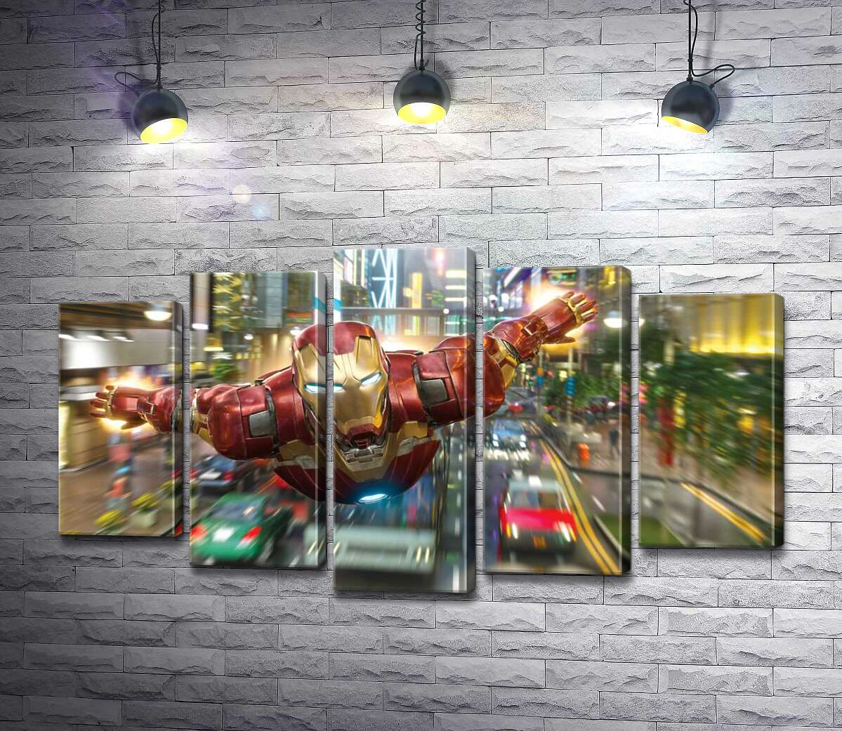 Модульная картина ArtPoster Супергерой Железный человек (Iron Man) летит над дорогой мегаполиса 130x74 см Модуль №26
Модульная картина ArtPoster Супергерой Железный человек (Iron Man) летит над дорогой мегаполиса 130x74 см Модуль №26