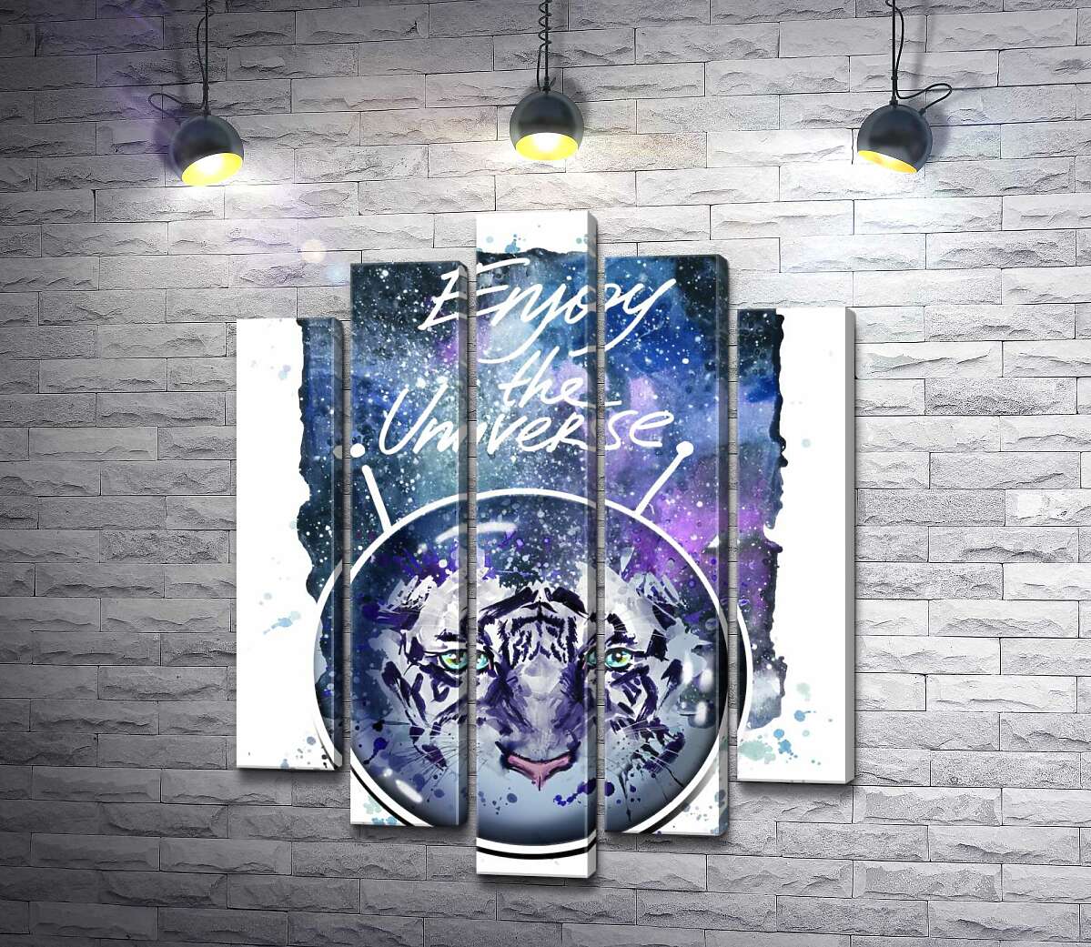 Модульная картина ArtPoster Силуэт белого тигра под надписью "Enjoy the Universe" 130x168 см Модуль №26
Модульная картина ArtPoster Силуэт белого тигра под надписью "Enjoy the Universe" 130x168 см Модуль №26