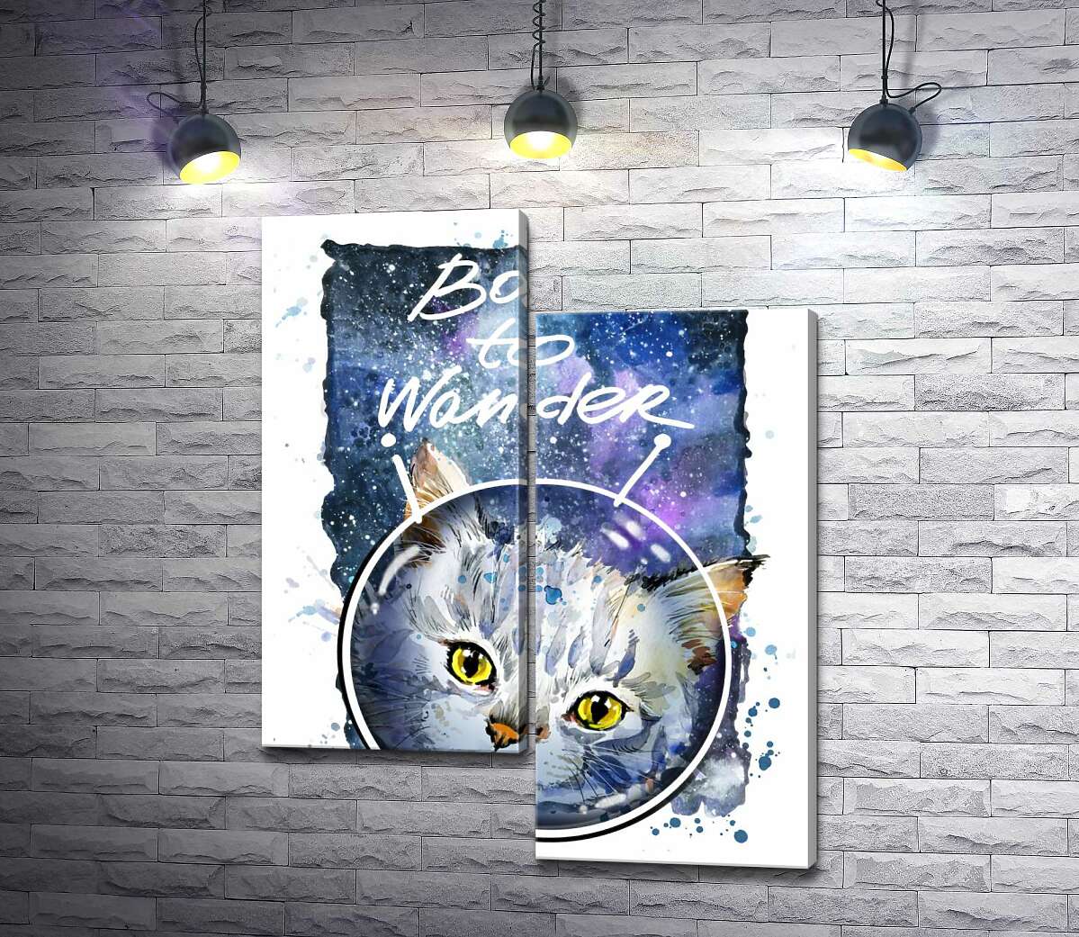 Модульная картина ArtPoster Серый кот на космическом фоне с надписью "born to wander" 100x129 см Модуль №5
Модульная картина ArtPoster Серый кот на космическом фоне с надписью "born to wander" 100x129 см Модуль №5