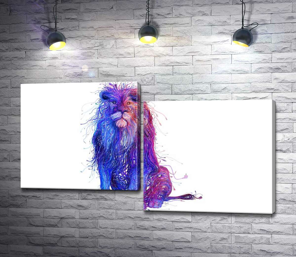 Модульная картина ArtPoster Фиолетово-синий силуэт льва из электрических проводов 100x57 см Модуль №5
Модульная картина ArtPoster Фиолетово-синий силуэт льва из электрических проводов 100x57 см Модуль №5