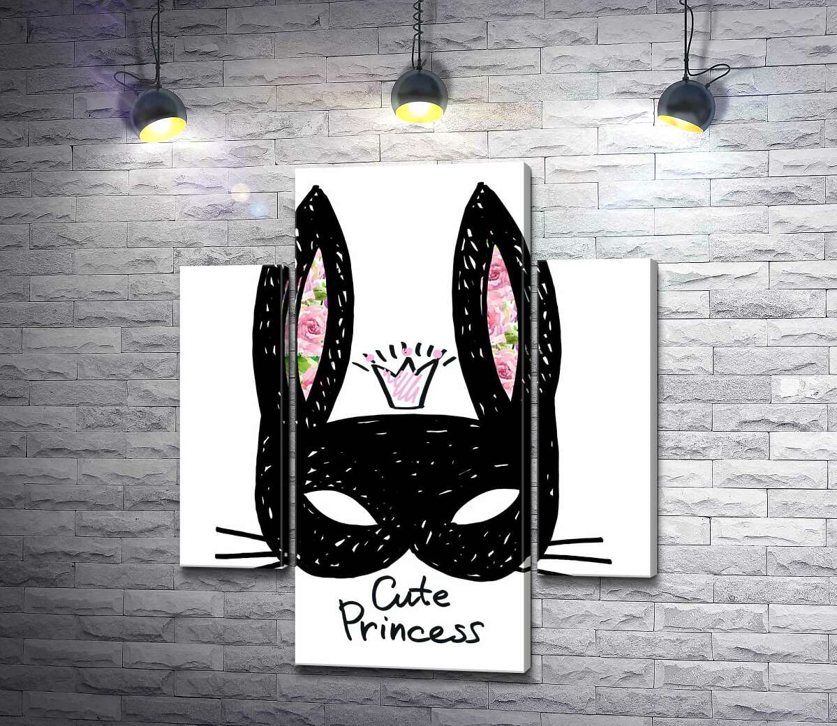 Модульная картина ArtPoster Черная маска зайчика с надписью "cute princess" 100x119 см Модуль №7
Модульная картина ArtPoster Черная маска зайчика с надписью "cute princess" 100x119 см Модуль №7