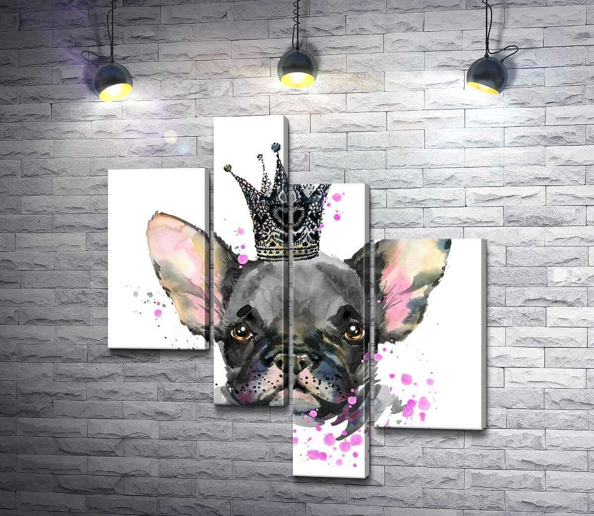 Модульная картина ArtPoster Черный французский бульдог в ажурной короне 100x111 см Модуль №20
Модульная картина ArtPoster Черный французский бульдог в ажурной короне 100x111 см Модуль №20