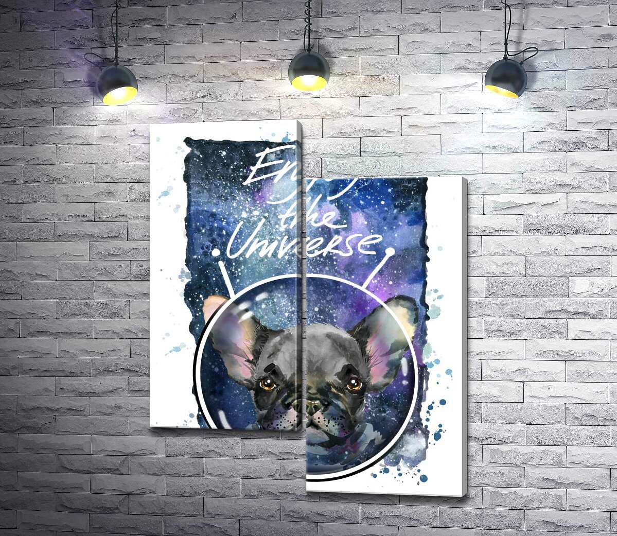 Модульная картина ArtPoster Черный французский бульдог среди космического пространства с надписью "Enjoy the Universe" 100x129 см Модуль №5
Модульная картина ArtPoster Черный французский бульдог среди космического пространства с надписью "Enjoy the Universe" 100x129 см Модуль №5