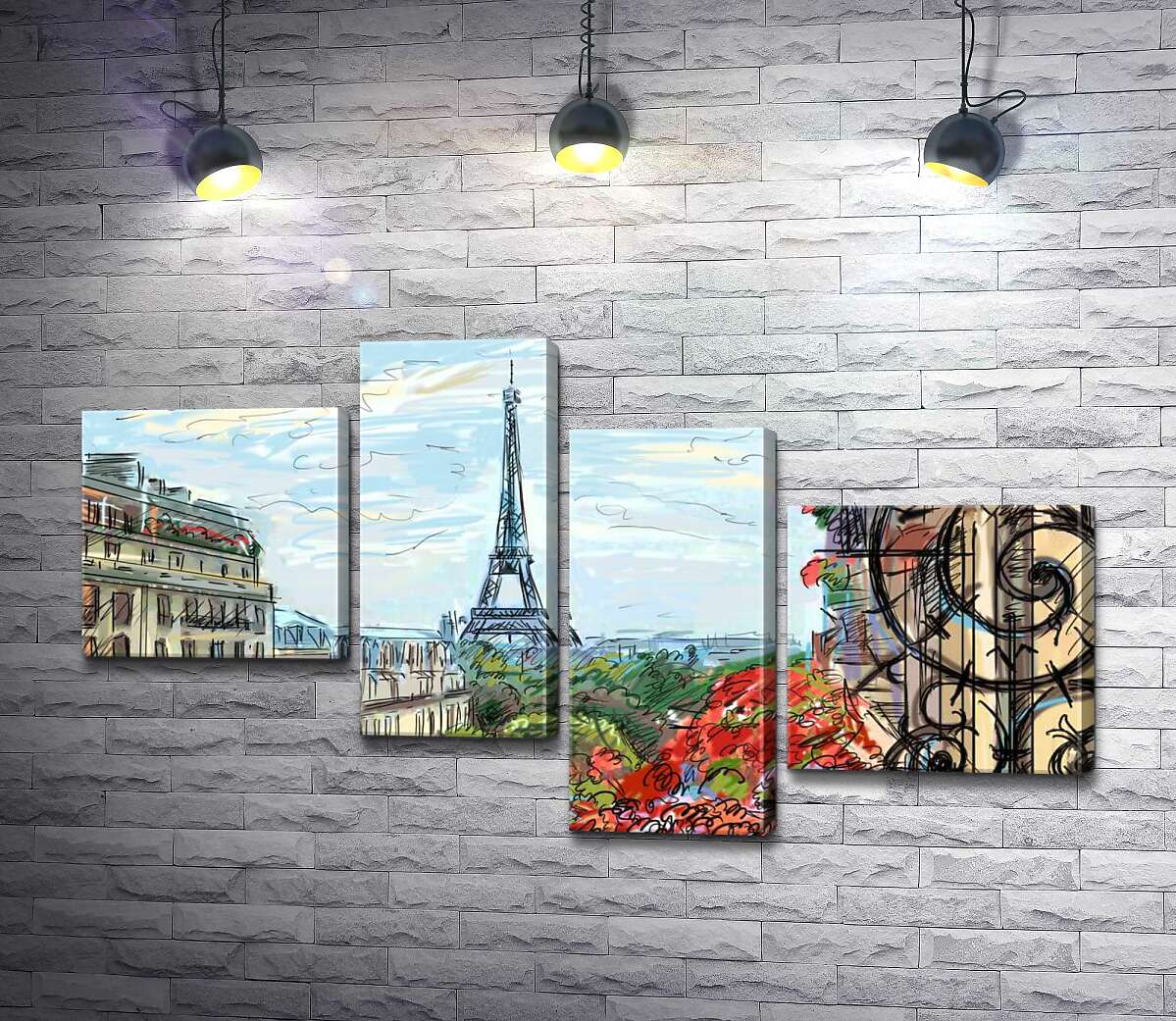 Модульная картина ArtPoster Эйфелева башня (Eiffel tower) виднеется с летнего балкона старого дома 100x58 см Модуль №20
Модульная картина ArtPoster Эйфелева башня (Eiffel tower) виднеется с летнего балкона старого дома 100x58 см Модуль №20