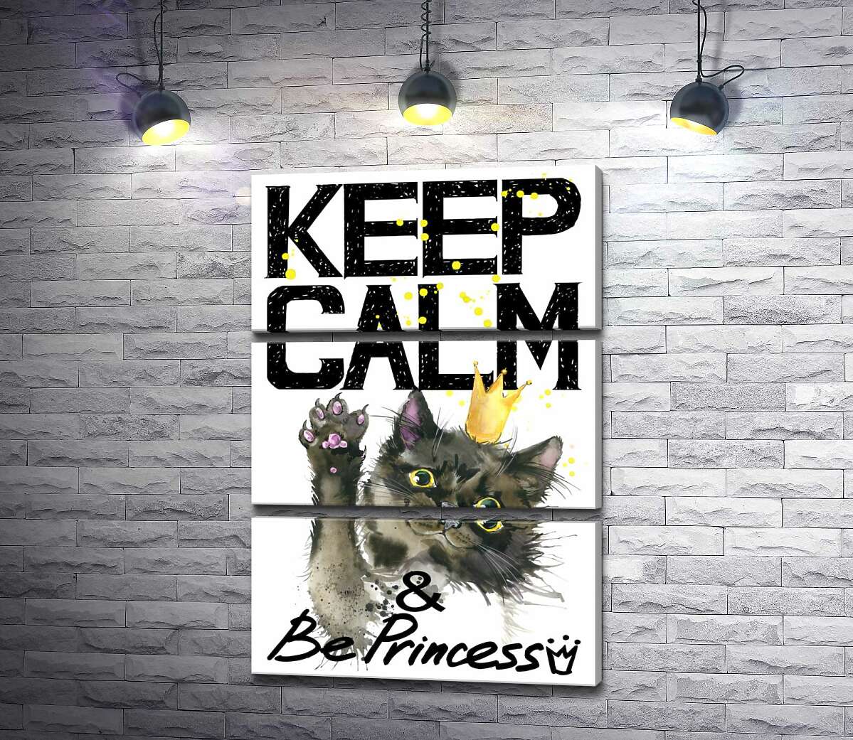Модульная картина ArtPoster Черная кошка в золотой короне среди надписи "keep calm and be princess" 100x147 см Модуль №13
Модульная картина ArtPoster Черная кошка в золотой короне среди надписи "keep calm and be princess" 100x147 см Модуль №13