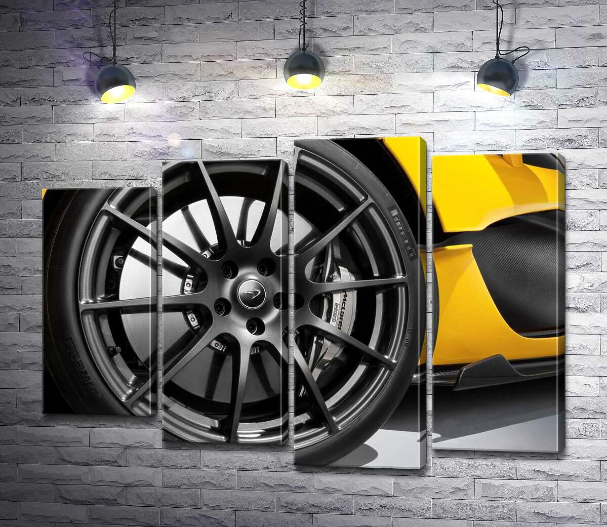 Модульная картина ArtPoster Черный диск сверкает на колесе спортивного автомобиля McLaren P1 132x94 см Модуль №21
Модульная картина ArtPoster Черный диск сверкает на колесе спортивного автомобиля McLaren P1 132x94 см Модуль №21