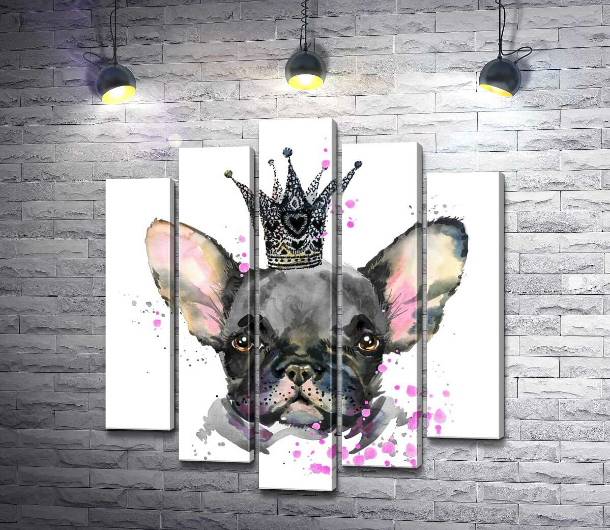 Модульная картина ArtPoster Черный французский бульдог в ажурной короне 130x144 см Модуль №26
Модульная картина ArtPoster Черный французский бульдог в ажурной короне 130x144 см Модуль №26