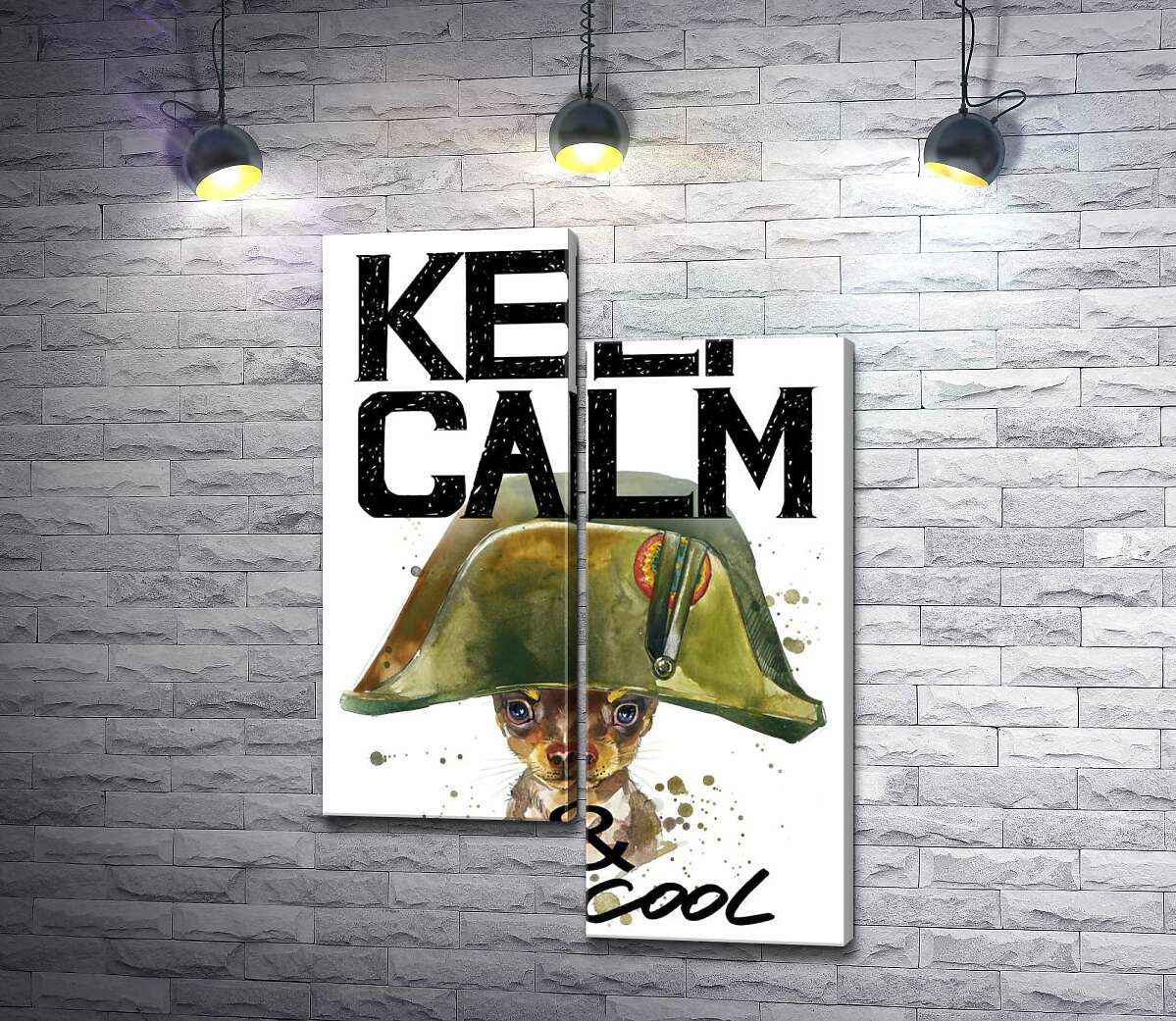 Модульная картина ArtPoster Чихуахуа в шапке Наполеона среди надписи "keep calm and be cool" 130x191 см Модуль №5
Модульная картина ArtPoster Чихуахуа в шапке Наполеона среди надписи "keep calm and be cool" 130x191 см Модуль №5