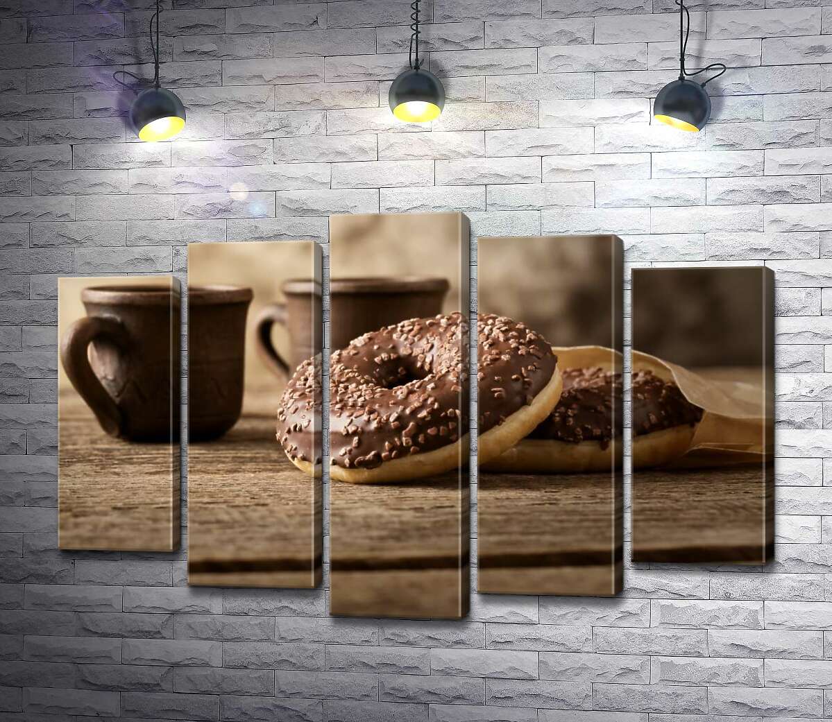 Модульная картина ArtPoster Шоколадные донатсы к кофе в глиняных чашках 130x88 см Модуль №26
Модульная картина ArtPoster Шоколадные донатсы к кофе в глиняных чашках 130x88 см Модуль №26