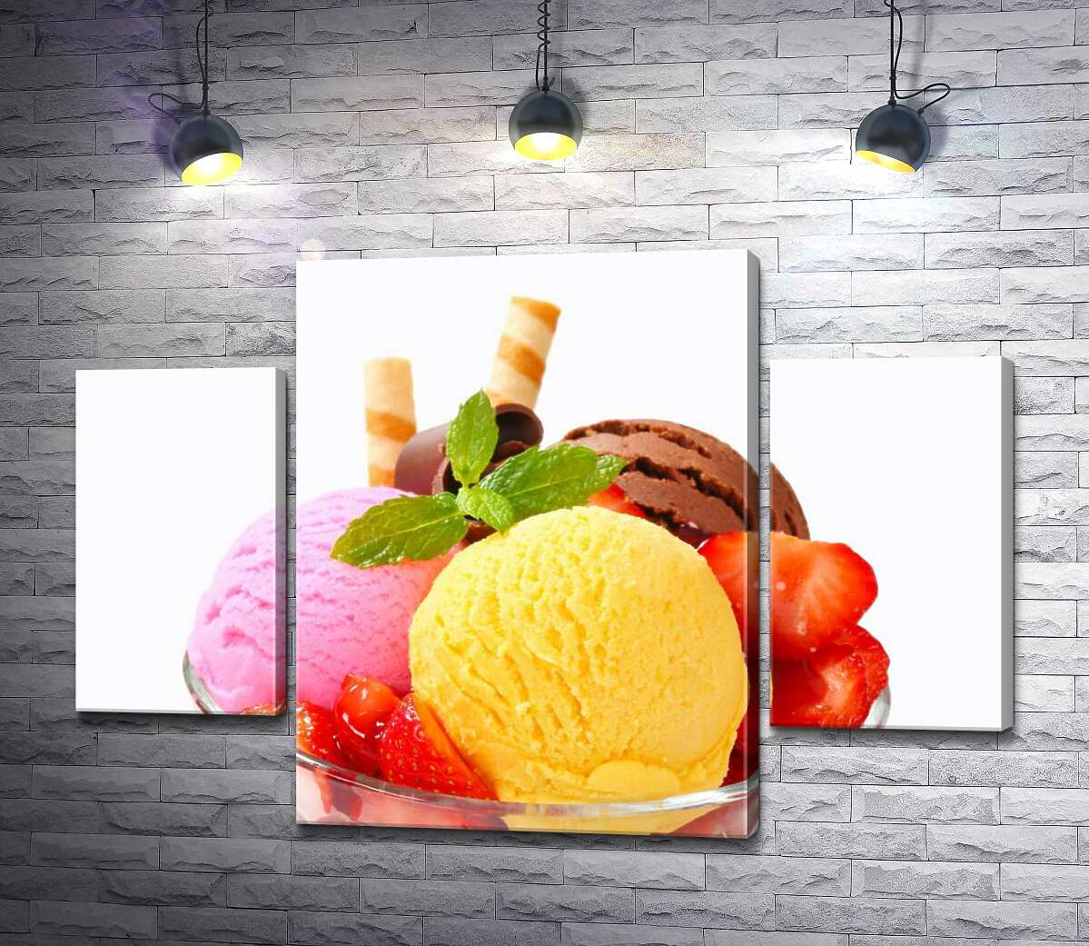 Модульная картина ArtPoster Цветные шарики мороженого с кусочками клубники, шоколадом и мятой 131x90 см Модуль №7
Модульная картина ArtPoster Цветные шарики мороженого с кусочками клубники, шоколадом и мятой 131x90 см Модуль №7