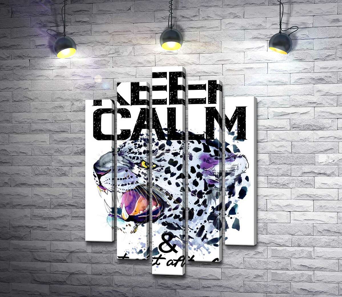 Модульная картина ArtPoster Хищный леопард среди надписи "keep calm and don't eat after 6 p.m." 100x148 см Модуль №26
Модульная картина ArtPoster Хищный леопард среди надписи "keep calm and don't eat after 6 p.m." 100x148 см Модуль №26