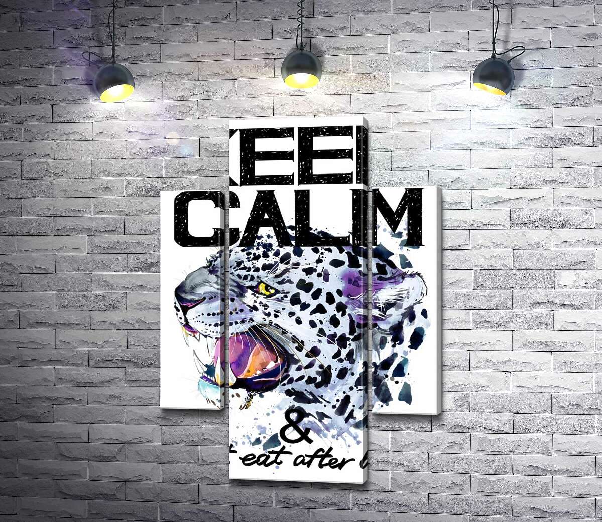 Модульная картина ArtPoster Хищный леопард среди надписи "keep calm and don't eat after 6 p.m." 131x190 см Модуль №7
Модульная картина ArtPoster Хищный леопард среди надписи "keep calm and don't eat after 6 p.m." 131x190 см Модуль №7