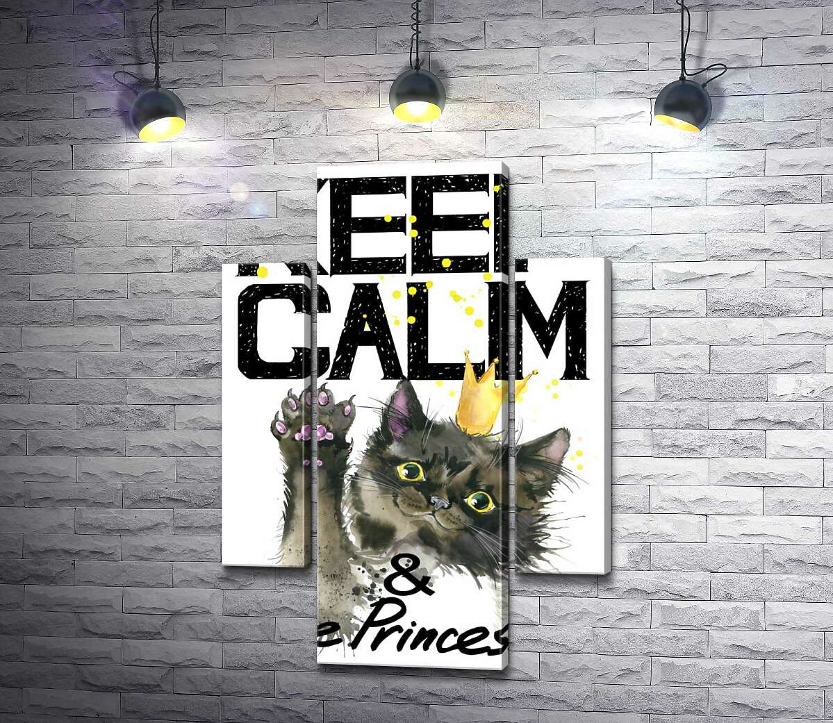 Модульная картина ArtPoster Черная кошка в золотой короне среди надписи "keep calm and be princess" 100x148 см Модуль №7
Модульная картина ArtPoster Черная кошка в золотой короне среди надписи "keep calm and be princess" 100x148 см Модуль №7
