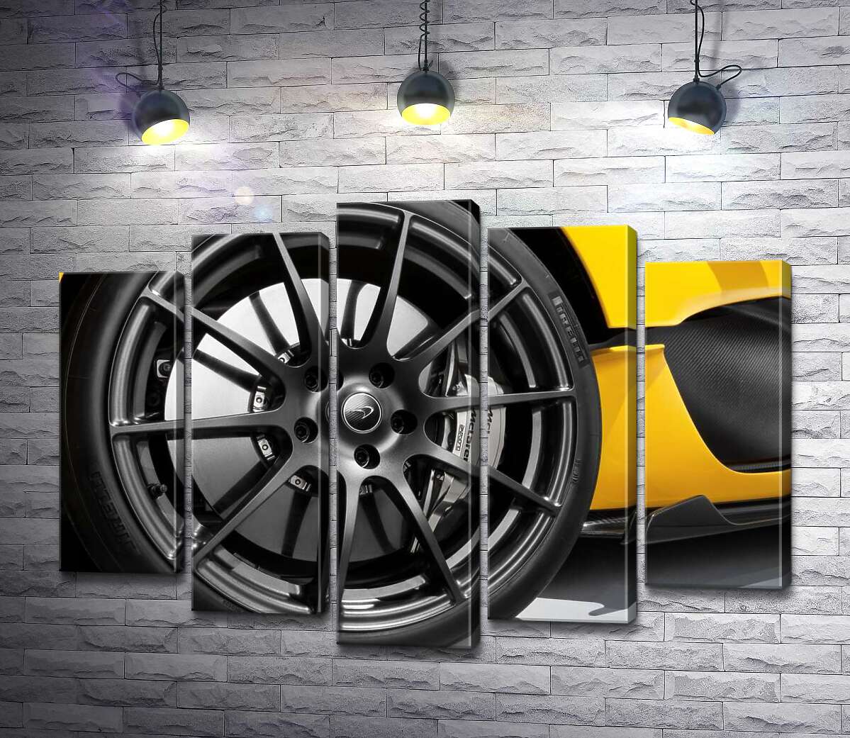 Модульная картина ArtPoster Черный диск сверкает на колесе спортивного автомобиля McLaren P1 130x95 см Модуль №26
Модульная картина ArtPoster Черный диск сверкает на колесе спортивного автомобиля McLaren P1 130x95 см Модуль №26