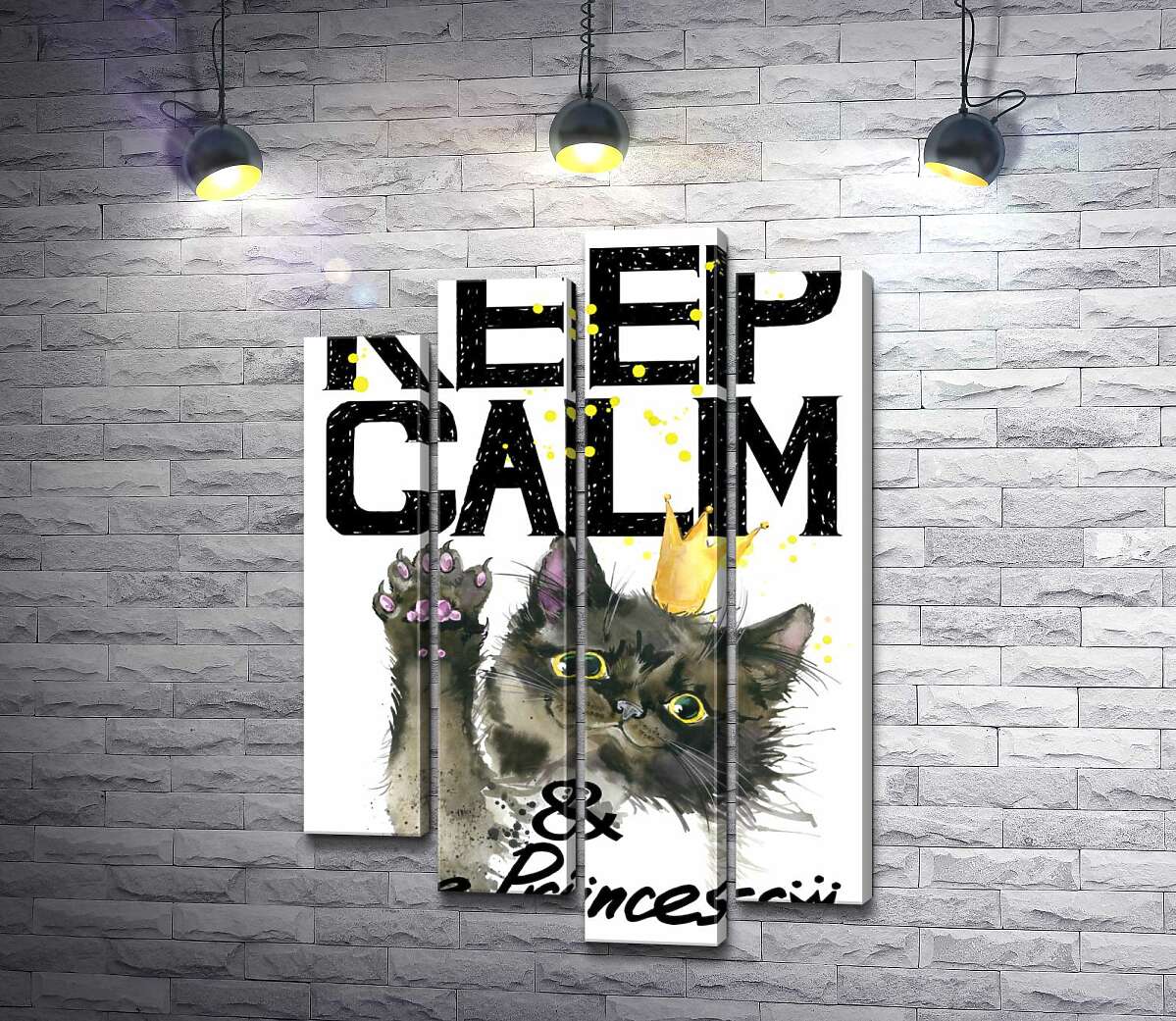 Модульная картина ArtPoster Черная кошка в золотой короне среди надписи "keep calm and be princess" 132x192 см Модуль №21
Модульная картина ArtPoster Черная кошка в золотой короне среди надписи "keep calm and be princess" 132x192 см Модуль №21