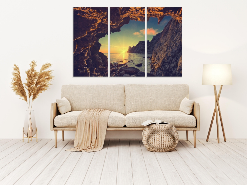 Картина на холсте Модульные Модульная картина Sea Sunset From A Mountain Cave 3 картины 70х140 см.
Картина на холсте Модульные Модульная картина Sea Sunset From A Mountain Cave 3 картины 70х140 см.
