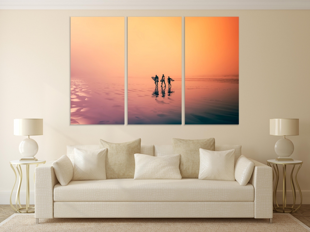 Картина на холсте Модульные Модульная картина Early Morning Surfers Walking 3 картины 45х90 см.
Картина на холсте Модульные Модульная картина Early Morning Surfers Walking 3 картины 45х90 см.