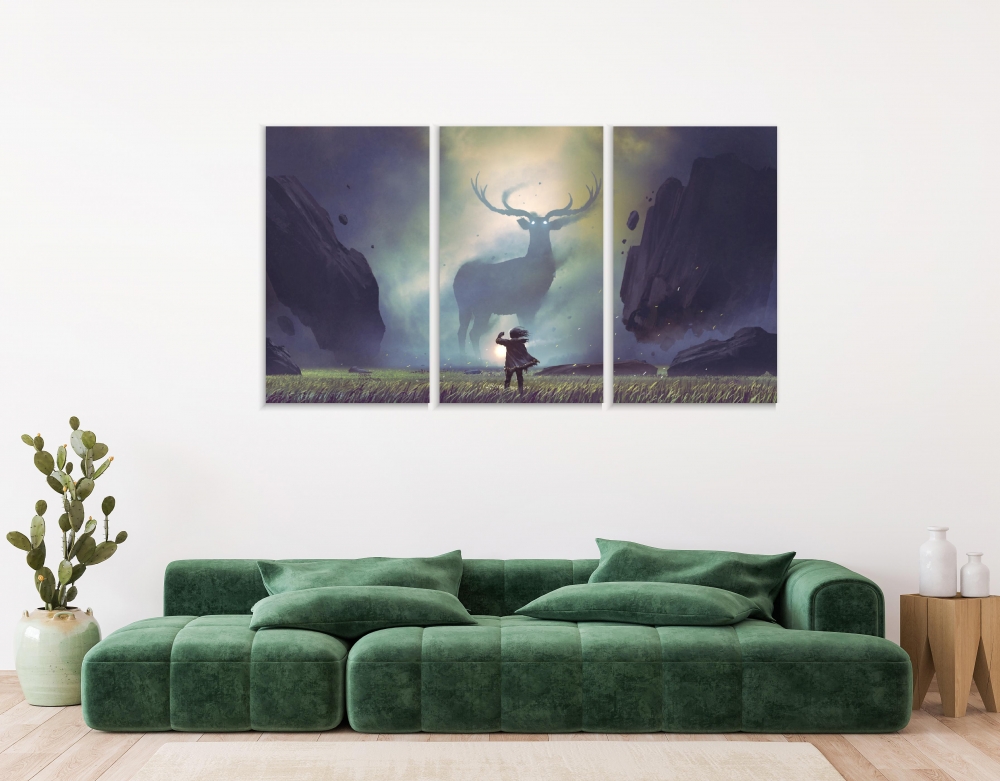 Картина на холсте Модульные Модульная картина Deer In A Mysterious Valley 3 картины 60х120 см.
Картина на холсте Модульные Модульная картина Deer In A Mysterious Valley 3 картины 60х120 см.
