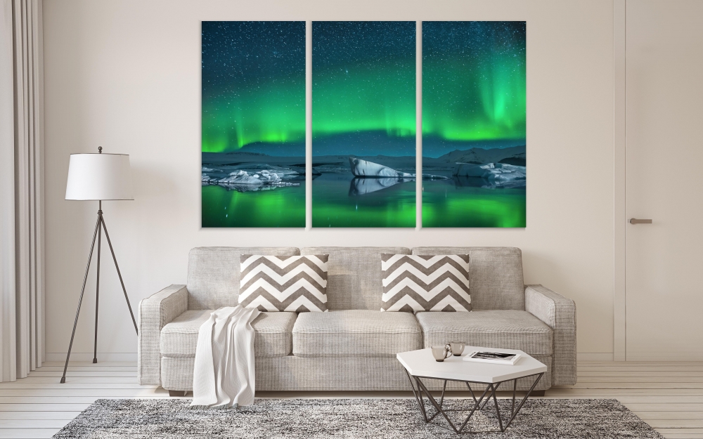 Картина на холсте Модульные Модульная картина Icebergs Under The Northern Lights 3 картины 45х90 см.
Картина на холсте Модульные Модульная картина Icebergs Under The Northern Lights 3 картины 45х90 см.