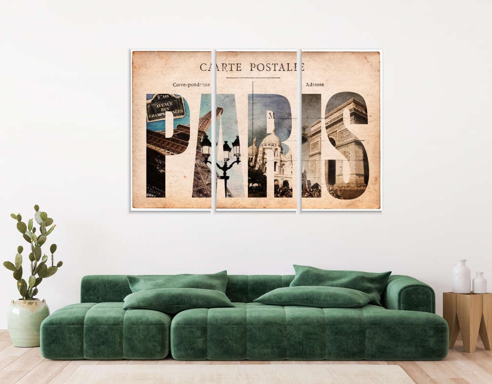 Картина на холсте Модульные Модульная картина Vintage Postcard Paris 3 картины 30х60 см.
Картина на холсте Модульные Модульная картина Vintage Postcard Paris 3 картины 30х60 см.