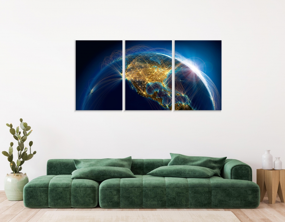 Картина на холсте Модульные Модульная картина Planet earth with air routes 3 картины 60х120 см.
Картина на холсте Модульные Модульная картина Planet earth with air routes 3 картины 60х120 см.