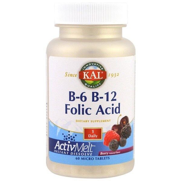 Витамин B12 + B6 фолиевая кислота Vitamin B-6 B-12 Folic Acid KAL ягоды 60 таблеток (KAL007)
Витамин B12 + B6 фолиевая кислота Vitamin B-6 B-12 Folic Acid KAL ягоды 60 таблеток (KAL007)
