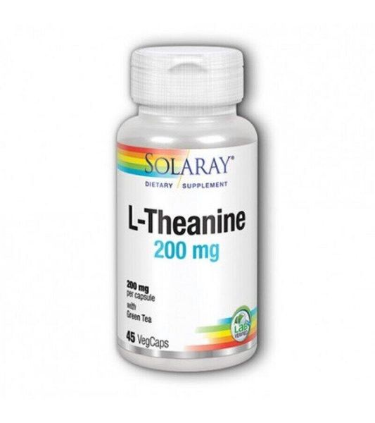 

L-теанин с зеленым чаем L-Theanine Solaray 200 мг 45 капсул (SR002)