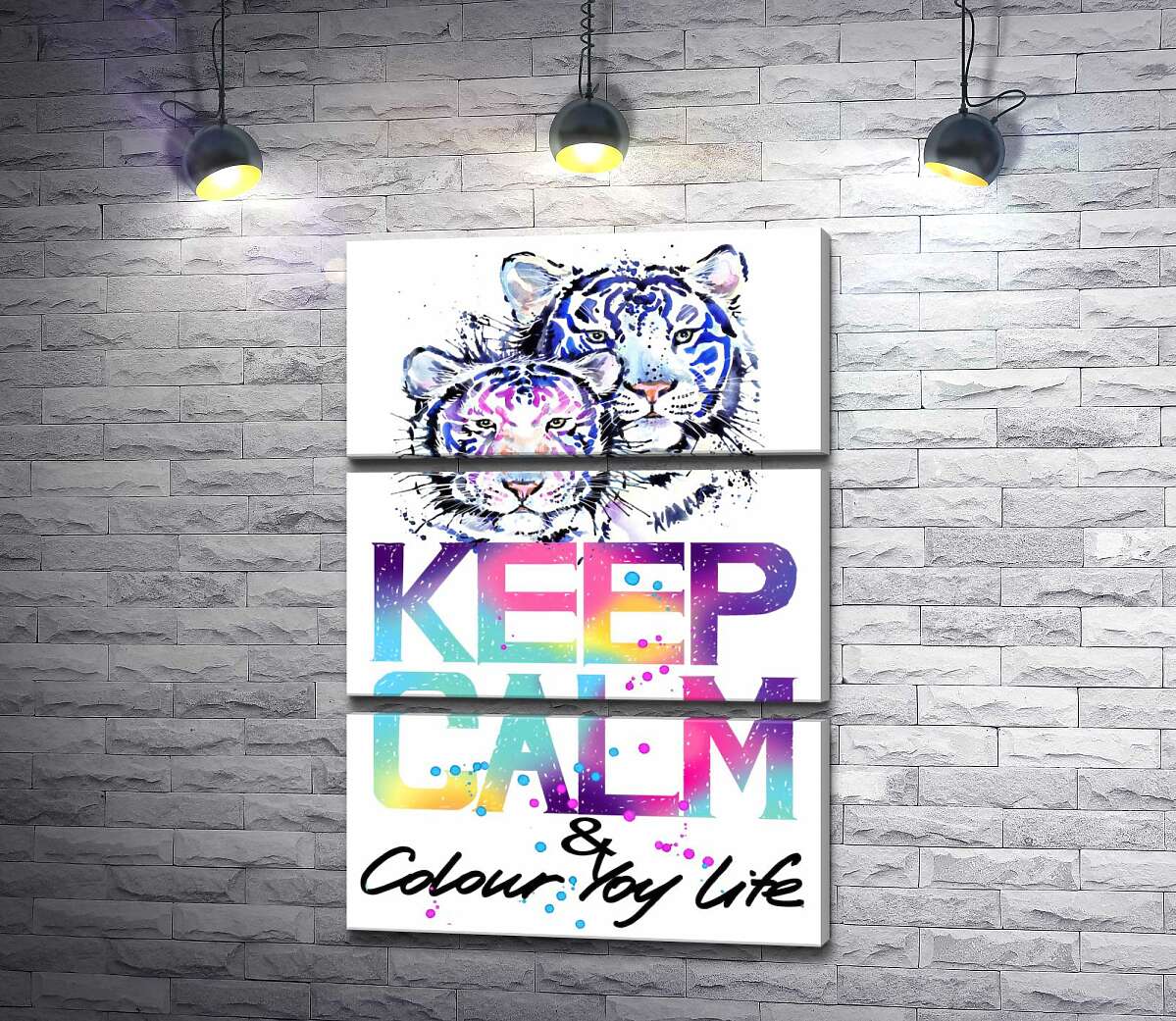 Модульная картина ArtPoster Белые тигры под надписью "keep calm and colour your life" 130x192 см Модуль №13
Модульная картина ArtPoster Белые тигры под надписью "keep calm and colour your life" 130x192 см Модуль №13