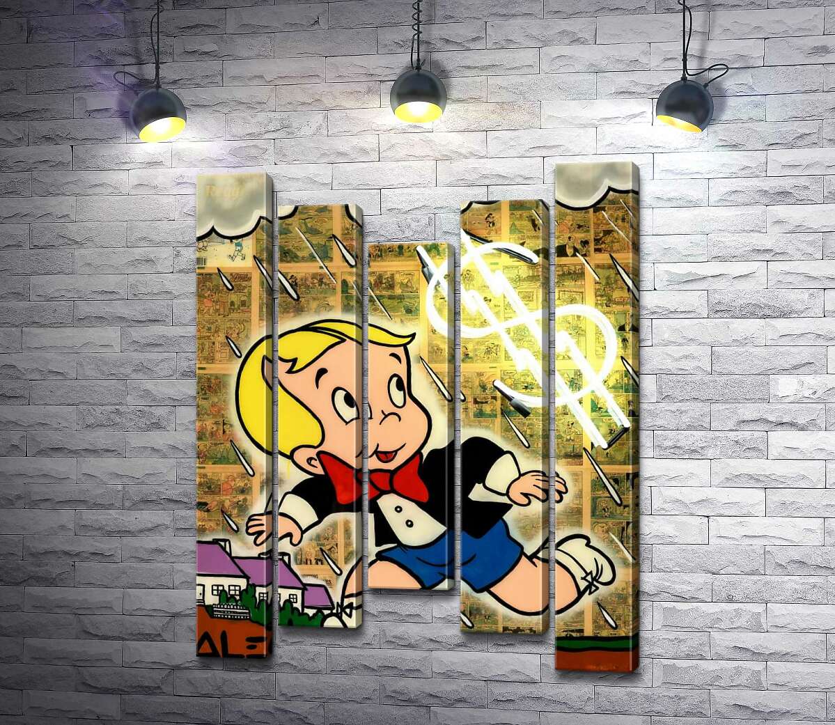 Модульная картина ArtPoster Богатенький Ричи бежит от дождя (Richie Rich run away from rain) - Алек Монополи (Alec Monopoly) 100x136 см Модуль №28
Модульная картина ArtPoster Богатенький Ричи бежит от дождя (Richie Rich run away from rain) - Алек Монополи (Alec Monopoly) 100x136 см Модуль №28
