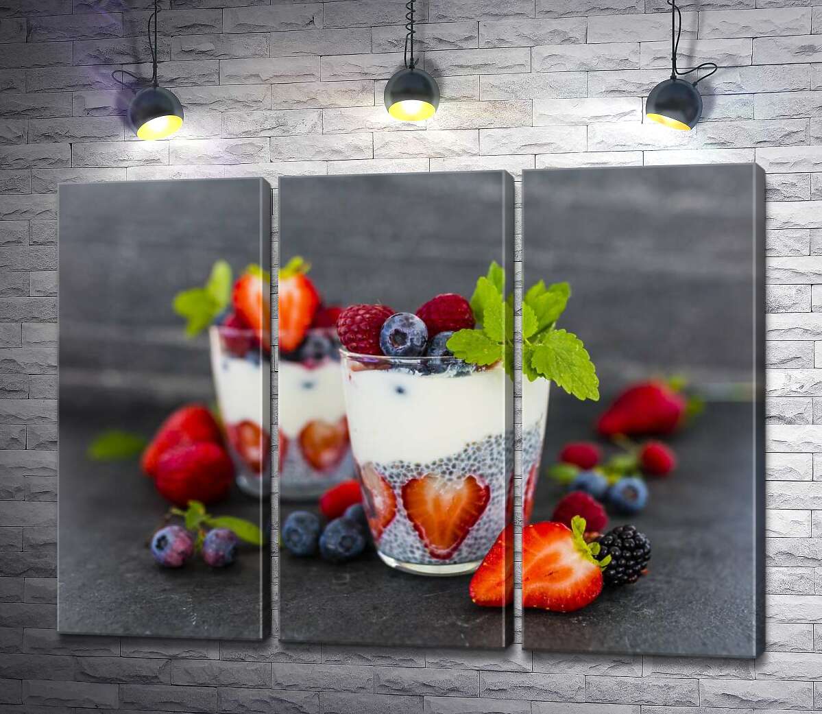 Модульная картина ArtPoster Вкусный чиа-пудинг с ягодами в прозрачных стаканах 102x75 см Модуль №11
Модульная картина ArtPoster Вкусный чиа-пудинг с ягодами в прозрачных стаканах 102x75 см Модуль №11