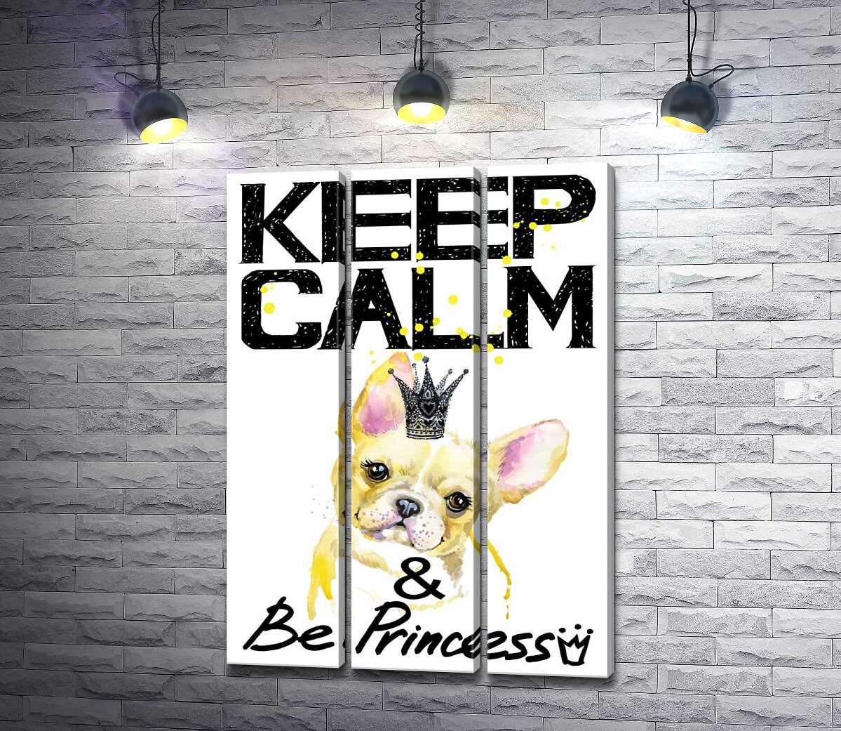 Модульная картина ArtPoster Бульдог в ажурной короне среди надписи "keep calm and be princess" 60x88 см Модуль №11
Модульная картина ArtPoster Бульдог в ажурной короне среди надписи "keep calm and be princess" 60x88 см Модуль №11