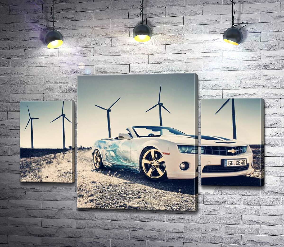 Модульная картина ArtPoster Белый автомобиль кабриолет Chevrolet Camaro на фоне ветряных электростанций 100x64 см Модуль №7
Модульная картина ArtPoster Белый автомобиль кабриолет Chevrolet Camaro на фоне ветряных электростанций 100x64 см Модуль №7