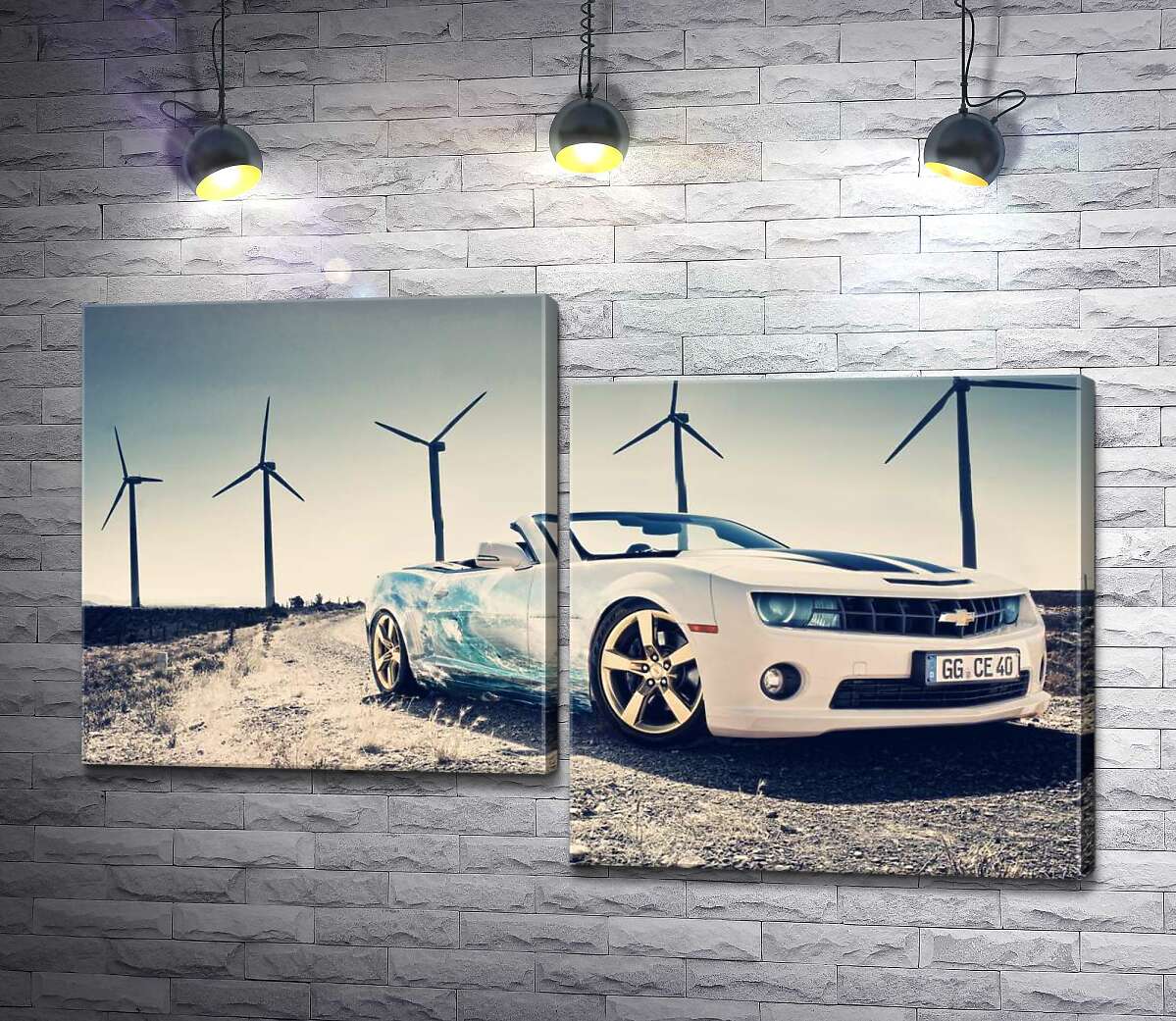 Модульная картина ArtPoster Белый автомобиль кабриолет Chevrolet Camaro на фоне ветряных электростанций 130x82 см Модуль №5
Модульная картина ArtPoster Белый автомобиль кабриолет Chevrolet Camaro на фоне ветряных электростанций 130x82 см Модуль №5