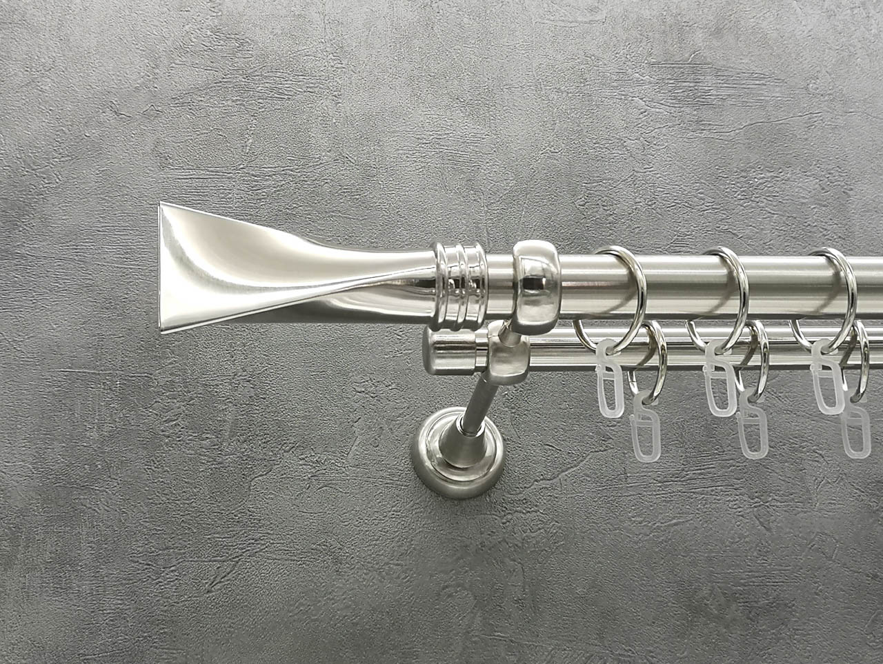 Карниз Quadrum Свинг 200 см двойной Сталь открытый 25/19 мм гладкая (кольца с крючками)