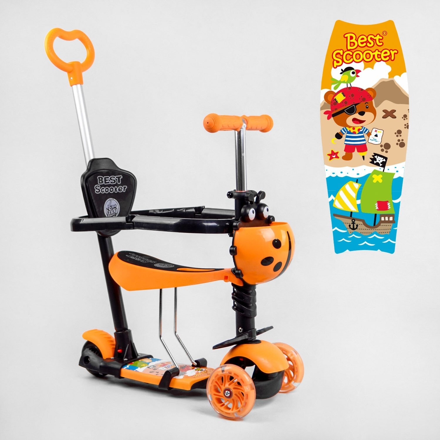 Детский трехколесный самокат с сидением, родительской ручкой и бампером Best Scooter, свет колес, оранжевый (11033)
Детский трехколесный самокат с сидением, родительской ручкой и бампером Best Scooter, свет колес, оранжевый (11033)