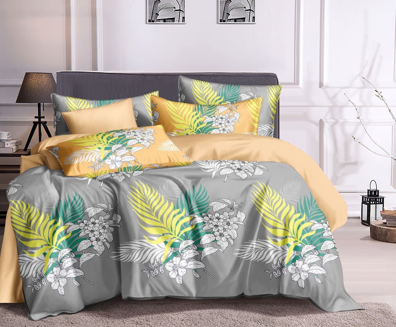 Комплект постельного белья Королева Ночи Бязь 145х215 Полуторный Растения на сером и желтом 1078
Комплект постельного белья Королева Ночи Бязь 145х215 Полуторный Растения на сером и желтом 1078